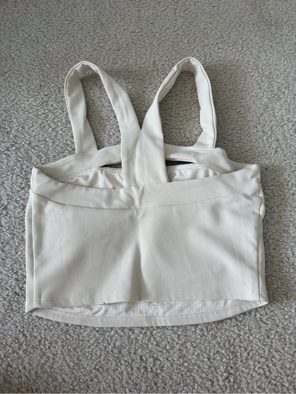 Sincerely Jules Cream Ribbed Cropped Tank with Crossover Straps